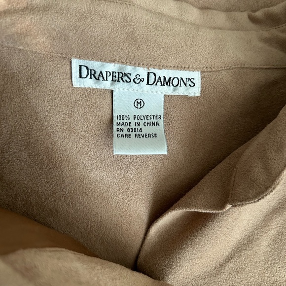 Drapers & Damons Faux Suede Tan Shacket Size Medium - Picture 3 of 4